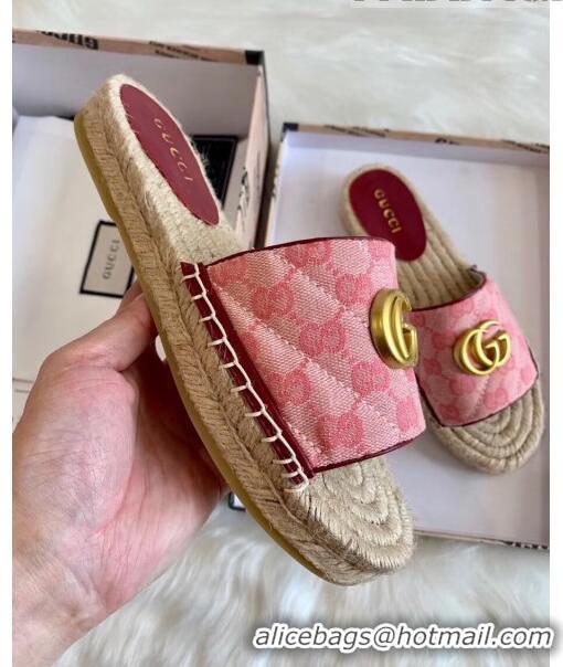 Buy Discount Gucci GG Matelassé Canvas Espadrille Sandal GG1402 Pink