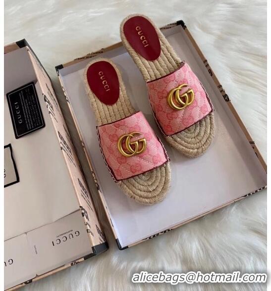 Buy Discount Gucci GG Matelassé Canvas Espadrille Sandal GG1402 Pink