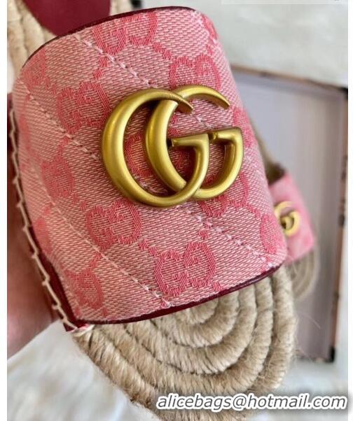 Buy Discount Gucci GG Matelassé Canvas Espadrille Sandal GG1402 Pink