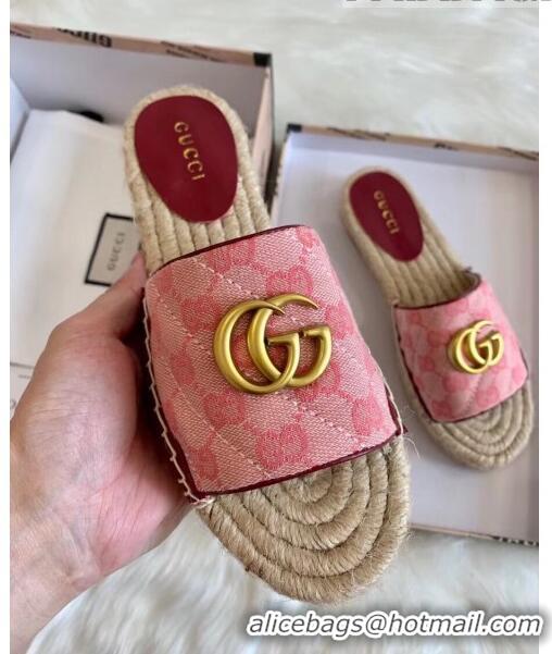 Buy Discount Gucci GG Matelassé Canvas Espadrille Sandal GG1402 Pink