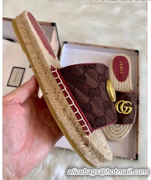 New Product Gucci GG Matelassé Canvas Espadrille Sandal GG1402 Chocolate 2020