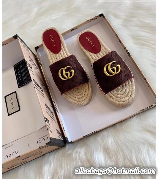 New Product Gucci GG Matelassé Canvas Espadrille Sandal GG1402 Chocolate 2020