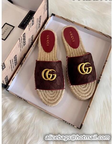 New Product Gucci GG Matelassé Canvas Espadrille Sandal GG1402 Chocolate 2020