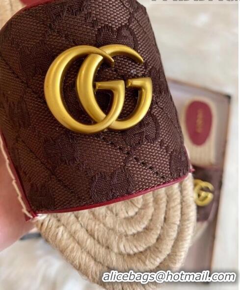 New Product Gucci GG Matelassé Canvas Espadrille Sandal GG1402 Chocolate 2020