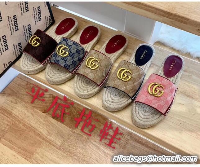 New Product Gucci GG Matelassé Canvas Espadrille Sandal GG1402 Chocolate 2020