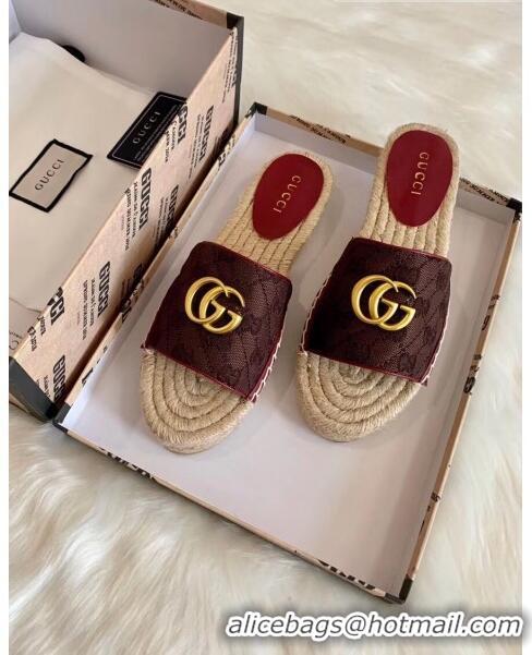 New Product Gucci GG Matelassé Canvas Espadrille Sandal GG1402 Chocolate 2020