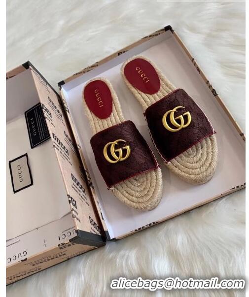 New Product Gucci GG Matelassé Canvas Espadrille Sandal GG1402 Chocolate 2020