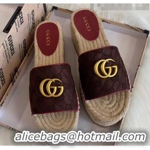 Faux Gucci GG Matelassé Canvas Espadrille Sandal With Cord platform GG1406 Chocolate 2020