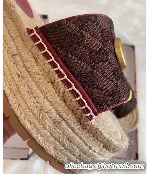 Faux Gucci GG Matelassé Canvas Espadrille Sandal With Cord platform GG1406 Chocolate 2020