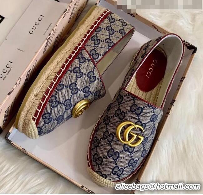 Cheapest Gucci GG Matelassé Canvas Espadrille G1410 Blue 2020