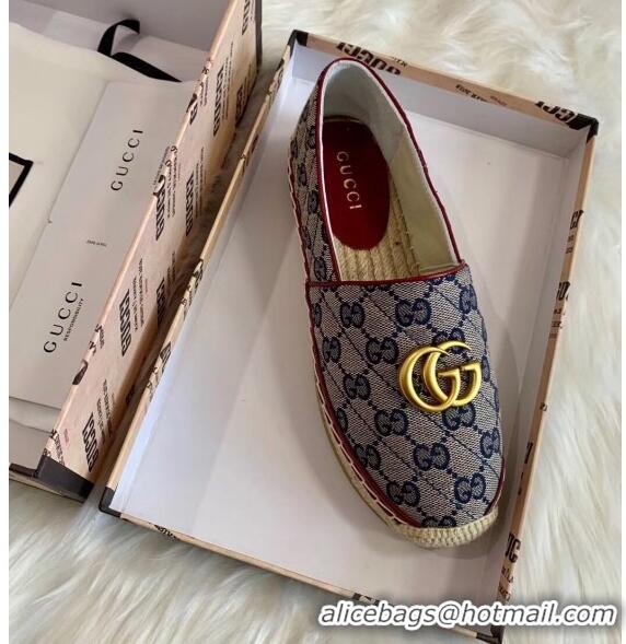 Cheapest Gucci GG Matelassé Canvas Espadrille G1410 Blue 2020