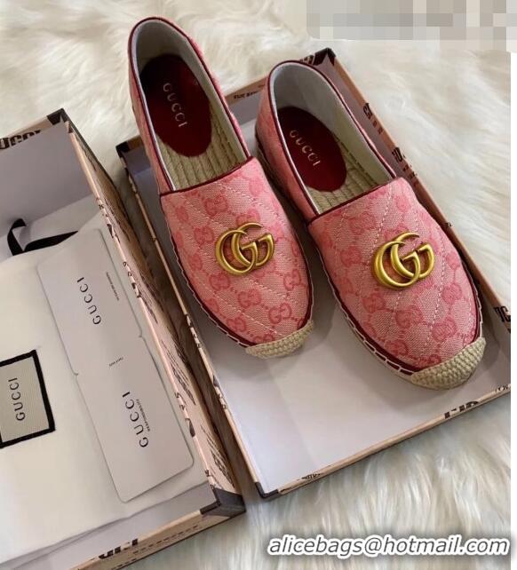 Discount Gucci GG Matelassé Canvas Espadrille G1410 Pink 2020