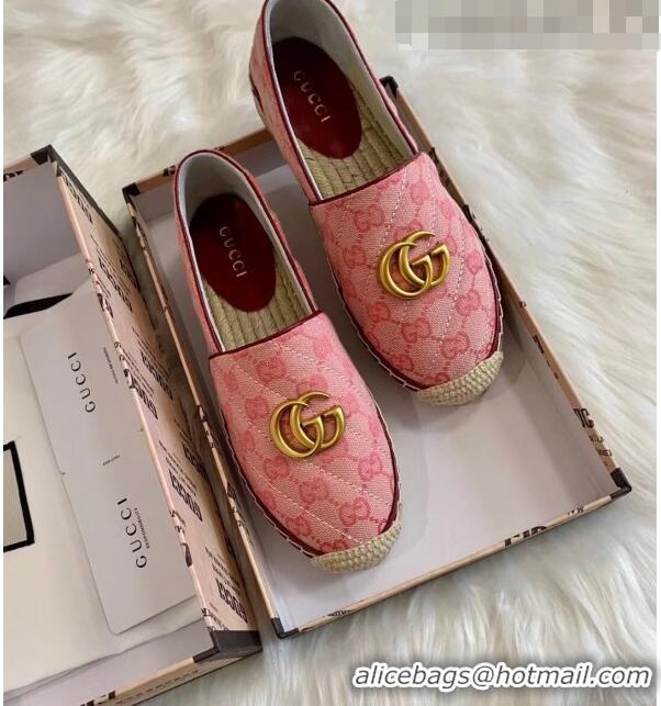 Discount Gucci GG Matelassé Canvas Espadrille G1410 Pink 2020