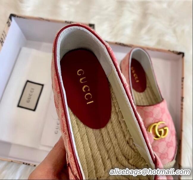 Discount Gucci GG Matelassé Canvas Espadrille G1410 Pink 2020