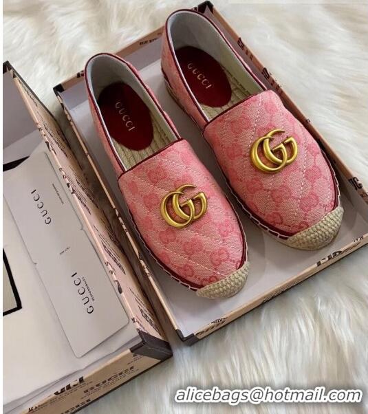 Discount Gucci GG Matelassé Canvas Espadrille G1410 Pink 2020