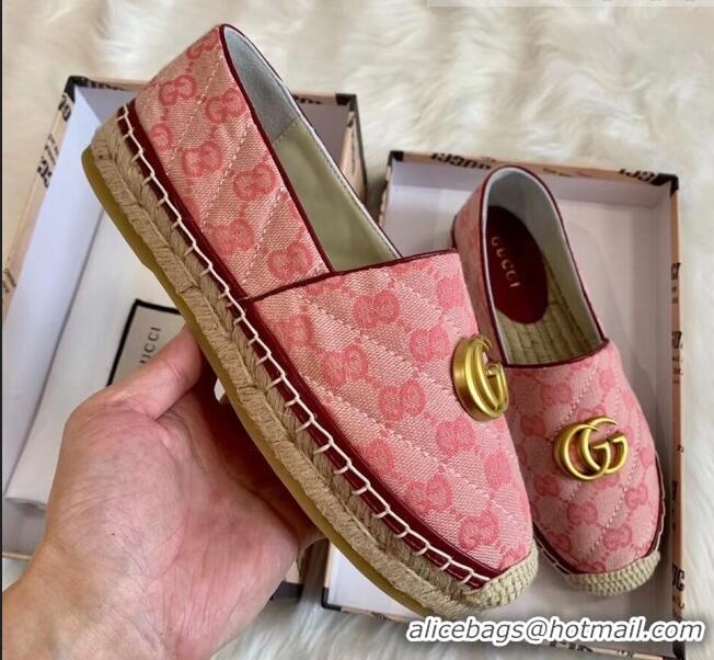 Discount Gucci GG Matelassé Canvas Espadrille G1410 Pink 2020