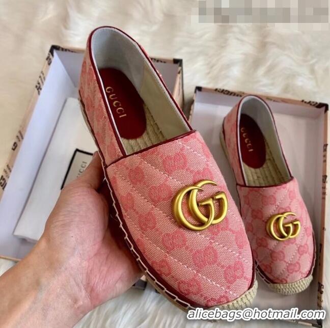 Discount Gucci GG Matelassé Canvas Espadrille G1410 Pink 2020