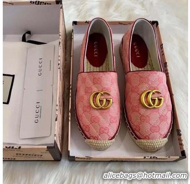 Discount Gucci GG Matelassé Canvas Espadrille G1410 Pink 2020