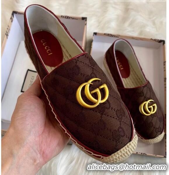 Elegant Gucci GG Matelassé Canvas Espadrille G1410 Chocolate 2020