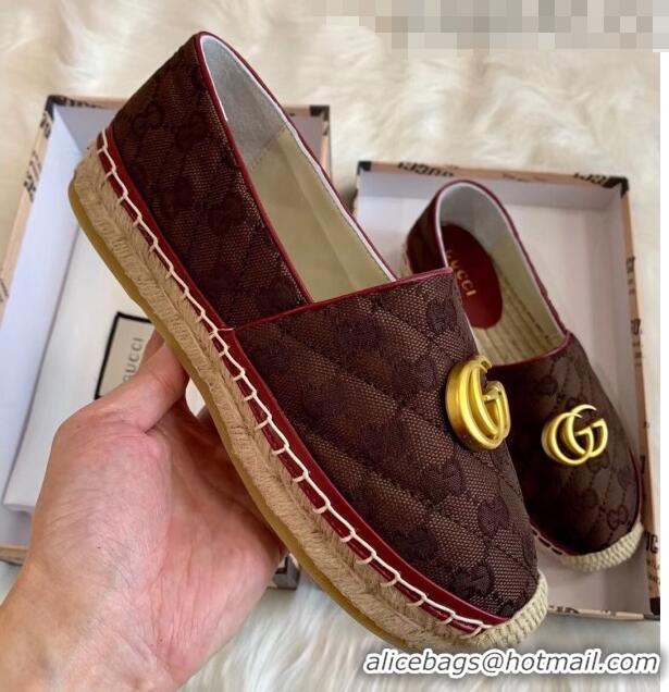 Elegant Gucci GG Matelassé Canvas Espadrille G1410 Chocolate 2020