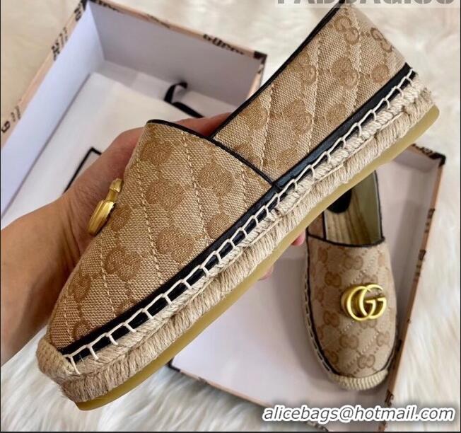 Imitation Gucci GG Matelassé Canvas Espadrille G1410 Beige/Black 2020