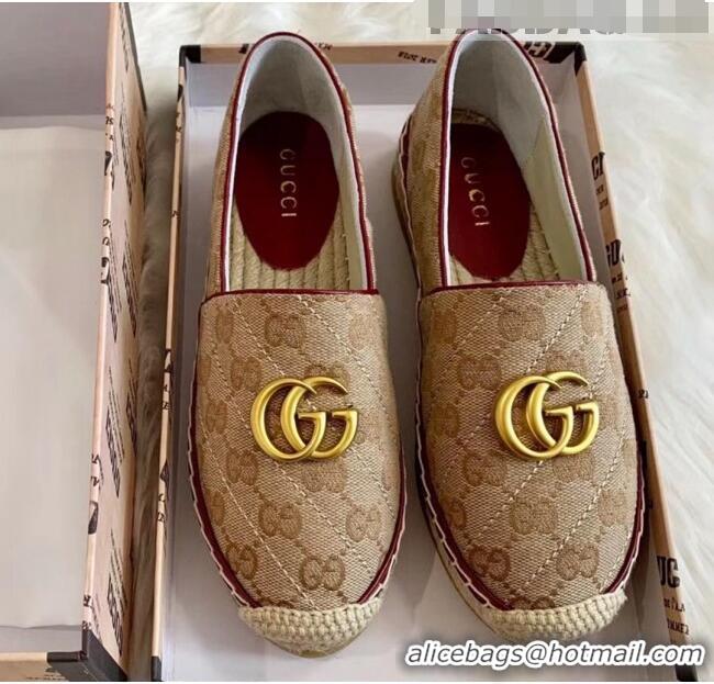 Buy Cheap Gucci GG Matelassé Canvas Espadrille G1410 Beige/Burgundy 2020