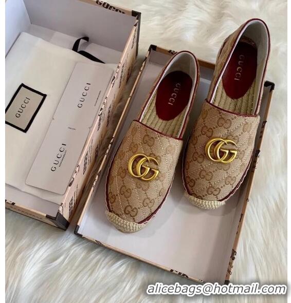 Buy Cheap Gucci GG Matelassé Canvas Espadrille G1410 Beige/Burgundy 2020