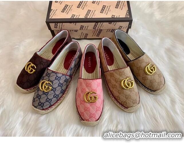 Buy Cheap Gucci GG Matelassé Canvas Espadrille G1410 Beige/Burgundy 2020