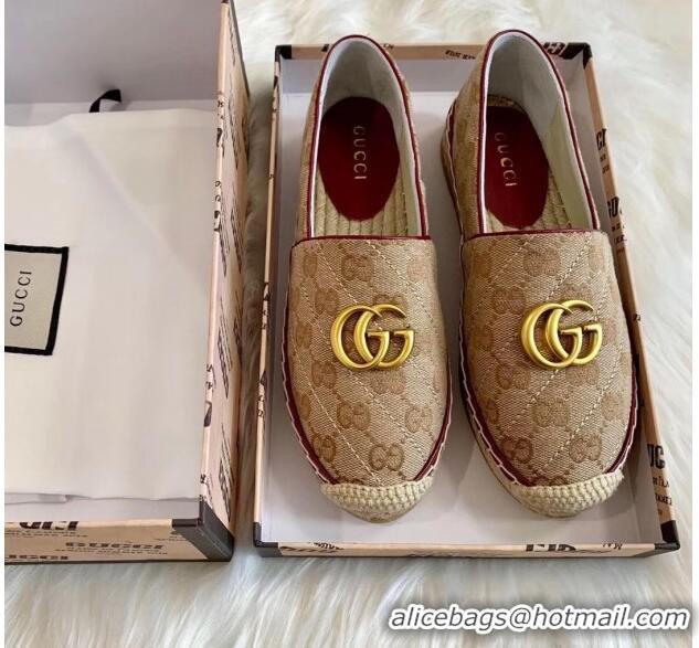 Buy Cheap Gucci GG Matelassé Canvas Espadrille G1410 Beige/Burgundy 2020