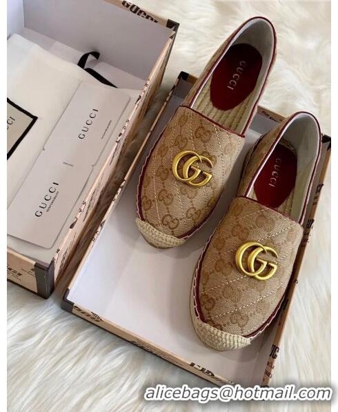 Buy Cheap Gucci GG Matelassé Canvas Espadrille G1410 Beige/Burgundy 2020