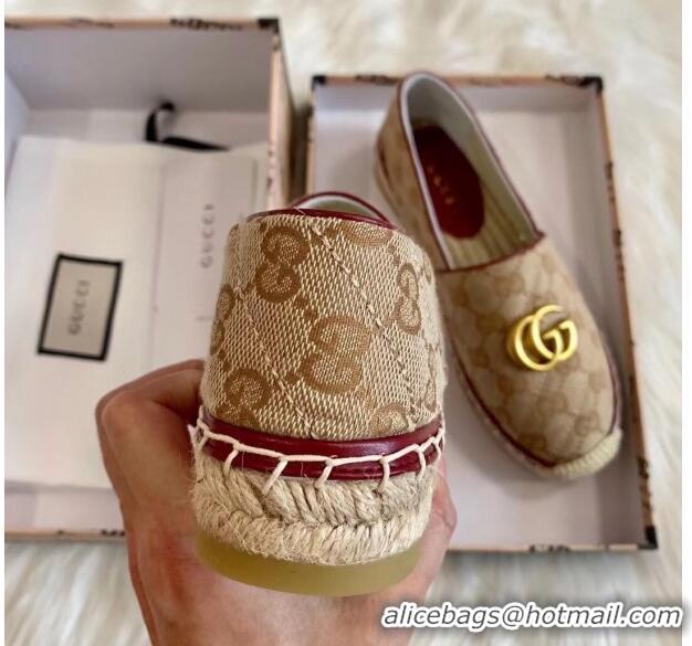 Buy Cheap Gucci GG Matelassé Canvas Espadrille G1410 Beige/Burgundy 2020