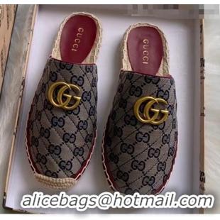 AAAAA Discount Gucci GG Matelassé Canvas Espadrille Slipper G1415 Blue 2020