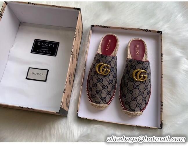 AAAAA Discount Gucci GG Matelassé Canvas Espadrille Slipper G1415 Blue 2020