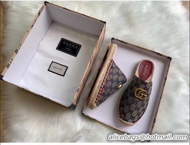 AAAAA Discount Gucci GG Matelassé Canvas Espadrille Slipper G1415 Blue 2020