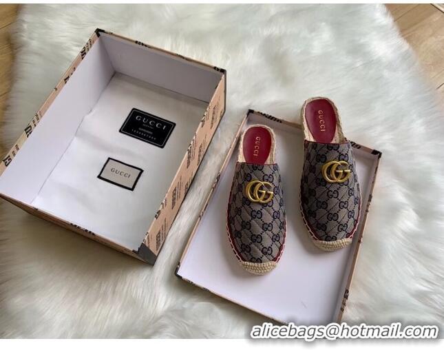 AAAAA Discount Gucci GG Matelassé Canvas Espadrille Slipper G1415 Blue 2020