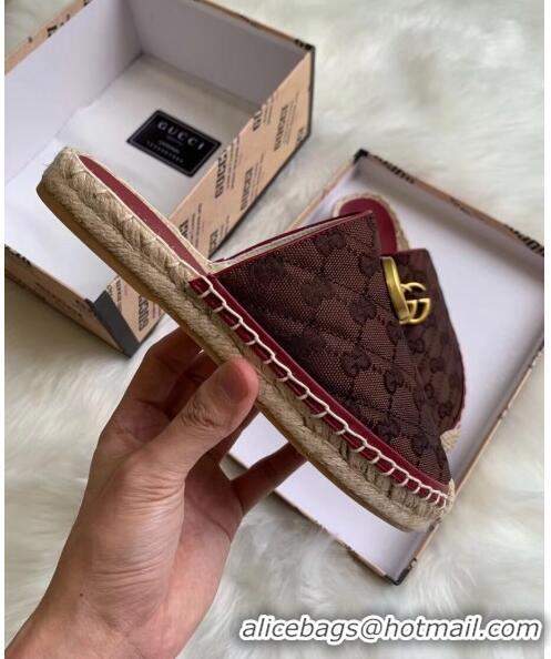 Fashion Gucci GG Matelassé Canvas Espadrille Slipper G1415 Chocolate 2020