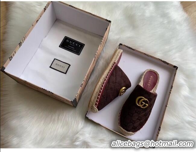 Fashion Gucci GG Matelassé Canvas Espadrille Slipper G1415 Chocolate 2020