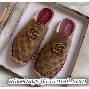 Cheapest Gucci GG Matelassé Canvas Espadrille Slipper G1415 Beige 2020