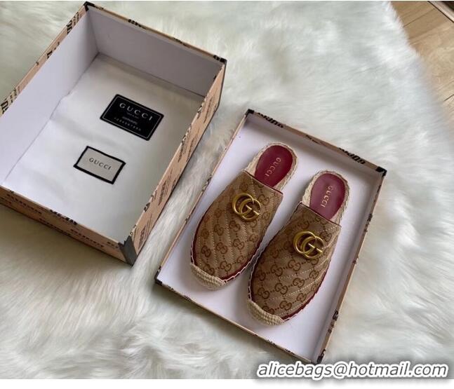 Cheapest Gucci GG Matelassé Canvas Espadrille Slipper G1415 Beige 2020