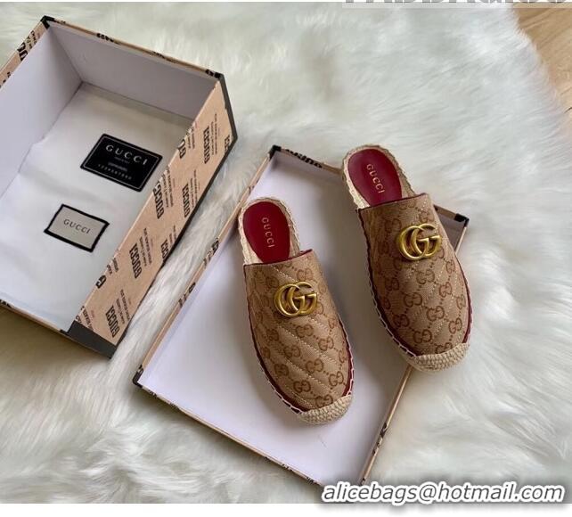 Cheapest Gucci GG Matelassé Canvas Espadrille Slipper G1415 Beige 2020