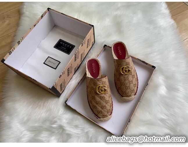 Cheapest Gucci GG Matelassé Canvas Espadrille Slipper G1415 Beige 2020