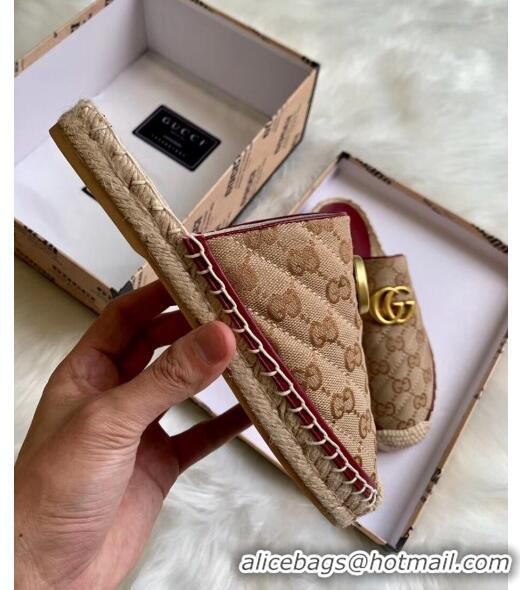 Cheapest Gucci GG Matelassé Canvas Espadrille Slipper G1415 Beige 2020