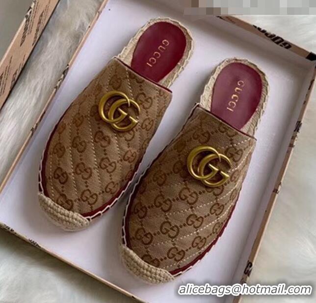 Cheapest Gucci GG Matelassé Canvas Espadrille Slipper G1415 Beige 2020