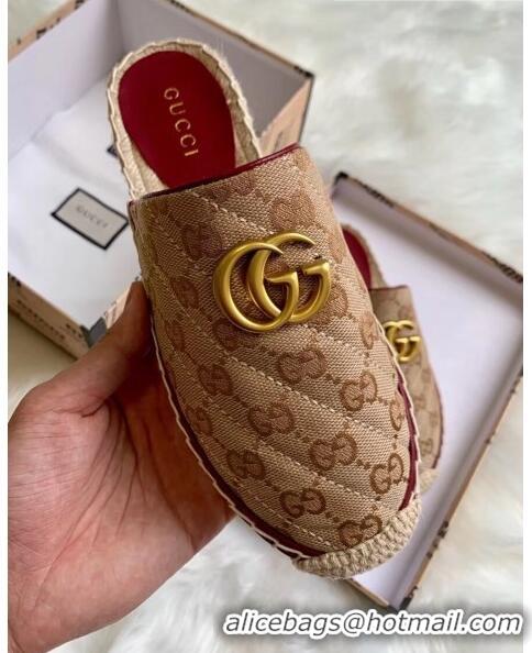 Cheapest Gucci GG Matelassé Canvas Espadrille Slipper G1415 Beige 2020