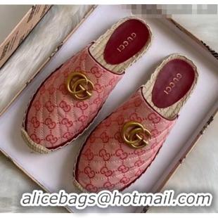 Cheapest Gucci GG Matelassé Canvas Espadrille Slipper G1415 Pink 2020