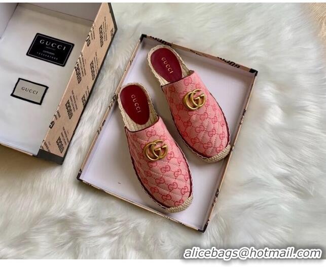 Cheapest Gucci GG Matelassé Canvas Espadrille Slipper G1415 Pink 2020