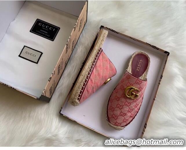 Cheapest Gucci GG Matelassé Canvas Espadrille Slipper G1415 Pink 2020