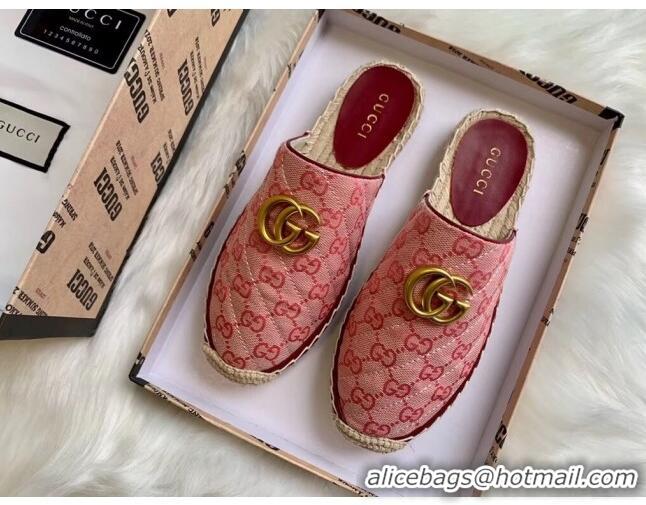 Cheapest Gucci GG Matelassé Canvas Espadrille Slipper G1415 Pink 2020