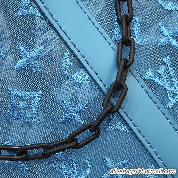 Top Grade Louis Vuitton Keepall Triangle Bandouliere 50 M45048 Blue