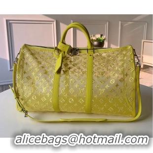 Top Quality Louis Vuitton Keepall Bandoulière 50 Bag M53971 Yellow Mesh